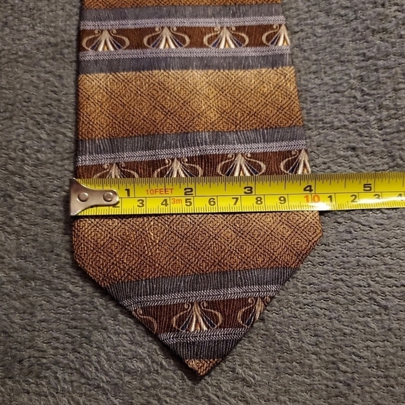 Brown & Blue Striped Patterned Tie New - Picture 3 of 6